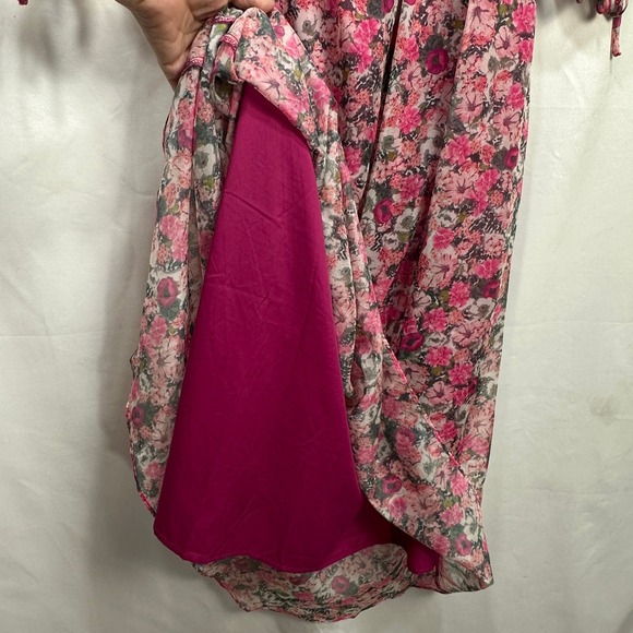 INC International Concepts Pink Floral Off Shoulder High Low Midi Dress XL - Picture 3 of 13